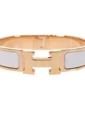 Hermes Enamel Bracelet Click White Gold